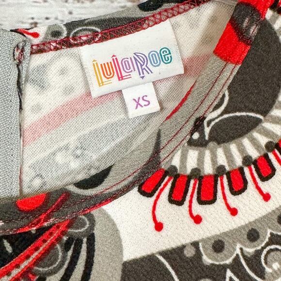 LulaRoe Amelia Black, Gray, Red, and White Fit and Flare Dress, EUC, Size XS - Picture 4 of 11